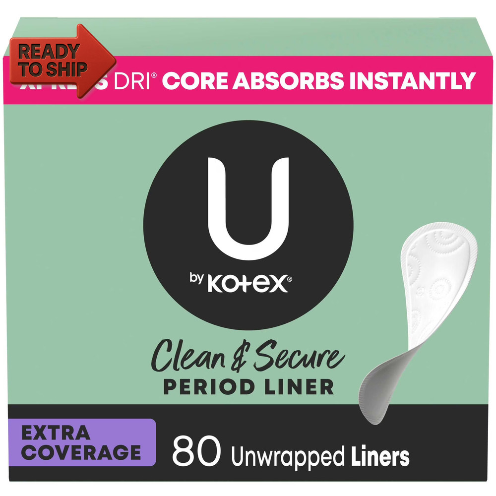 U by Clean & Secure Panty Liners, Light Absorbency, Extra Coverage, 80 Co