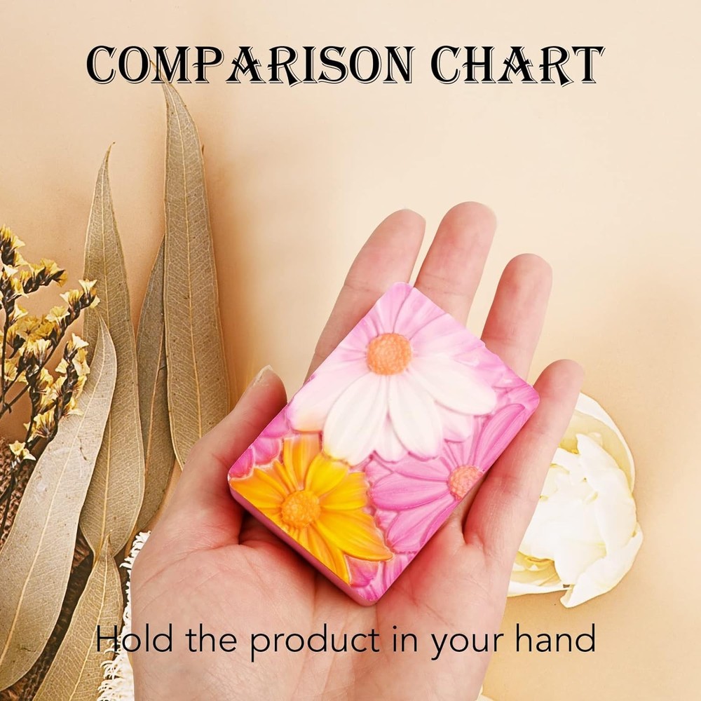 Moukiween Soap Molds Silicone, 3D Rectangular Flower Pattern Silicone Molds for