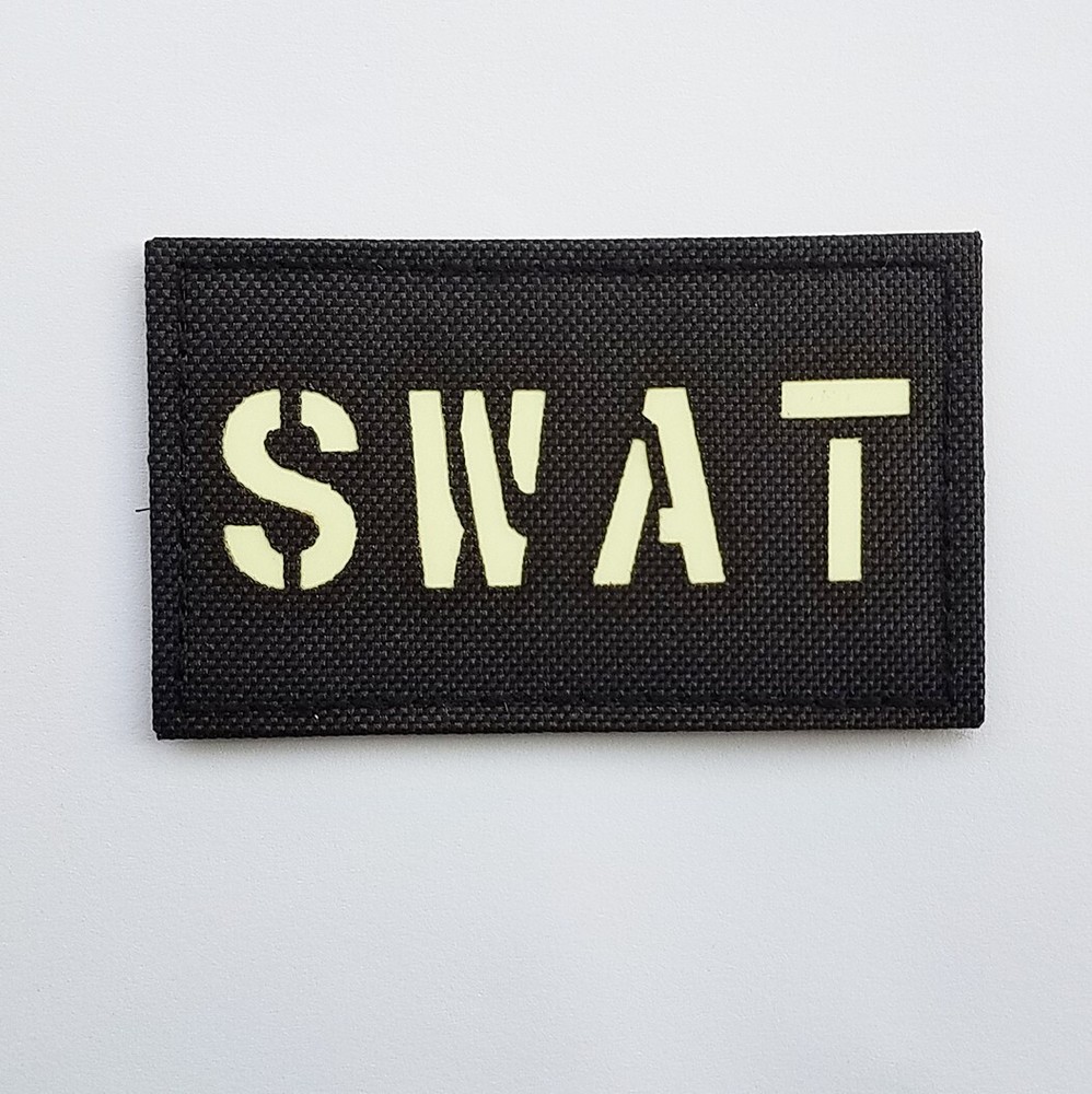 Reflective IR SWAT GLOW IN DARK Hook Loop Patch Badge Black
