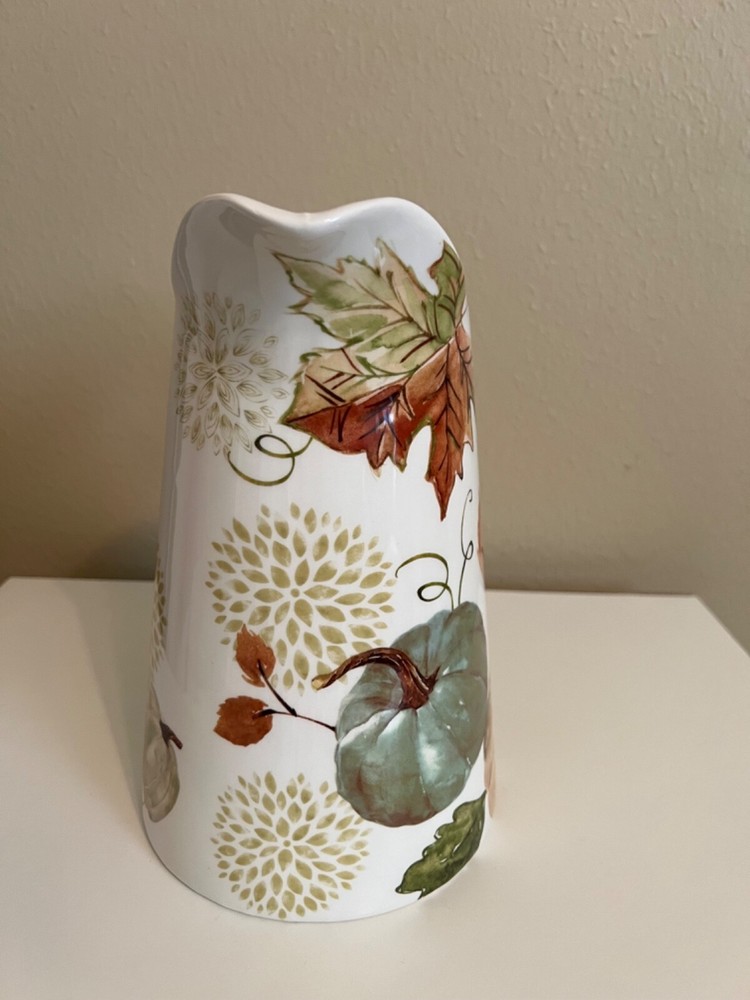 New Potter's Studio Fall Pumpkin Autumn Leaves Ceramic Beverage Pitcher