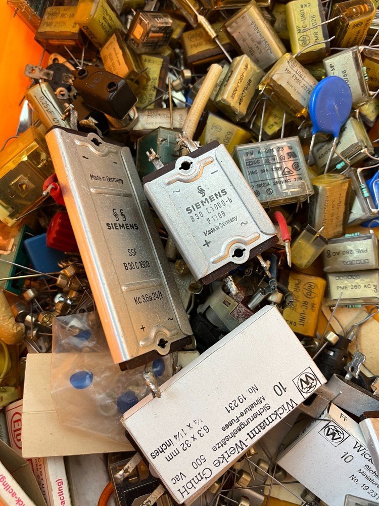 Vintage Electronics Grab Box – RC Snubber Units, Relays, Fuses, Mixed Components