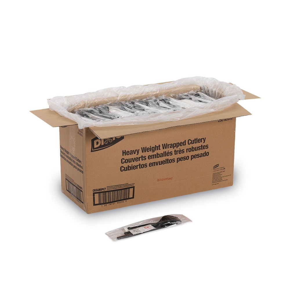 Dixie® WraPolypropyleneed Tableware/Napkin Packets, Fork/Knife/Spoon/Napkin, Bla