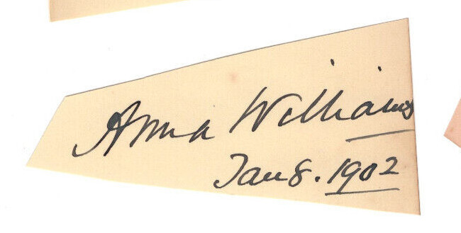 Anna Williams Signed Clip 1902 / Autographed Opera Soprano