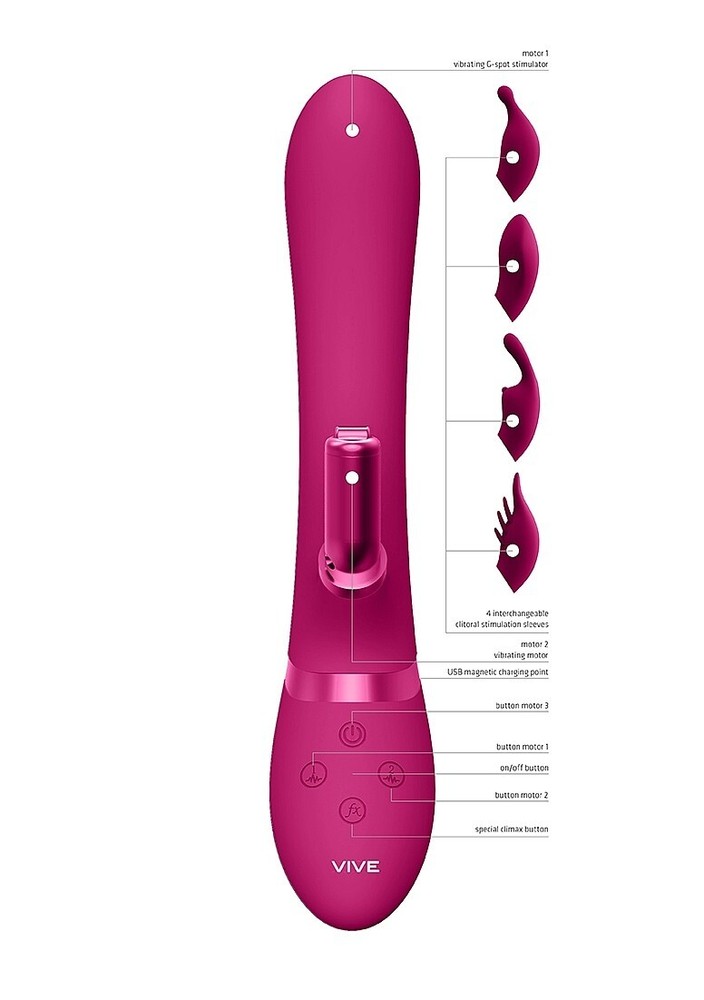 Shots Vive Chou G-Spot Rabbit w/Interchangeable Clitoral Attachments - Pink