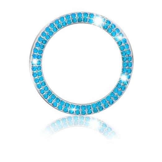 Bling Crystal Push Start Engine Button Cover, Car Rhinestone Engine Start Blue