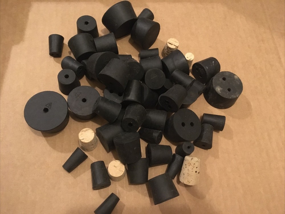 50 Pack Solid Rubber Stoppers Assorted Sizes 00# - 9#