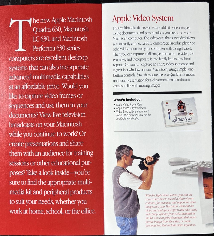 Apple Computer 1994 Vintage Advanced Mutimedia Brochure