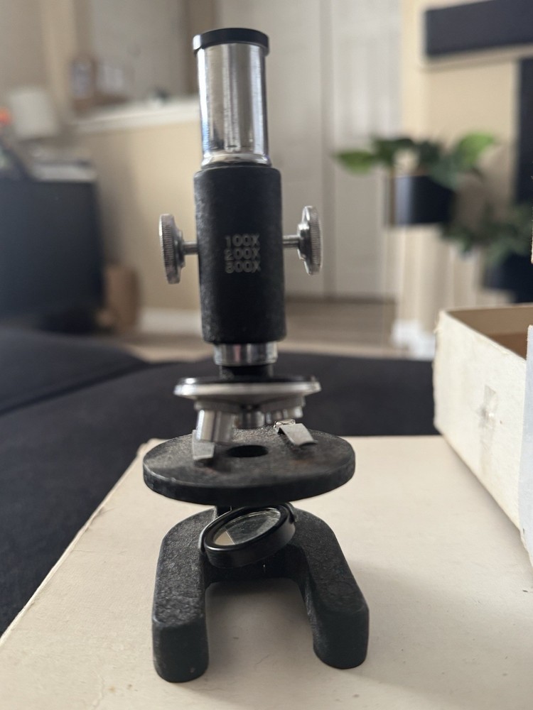 VINTAGE 8" MINI-MICROSCOPE JAPAN Works! With Box