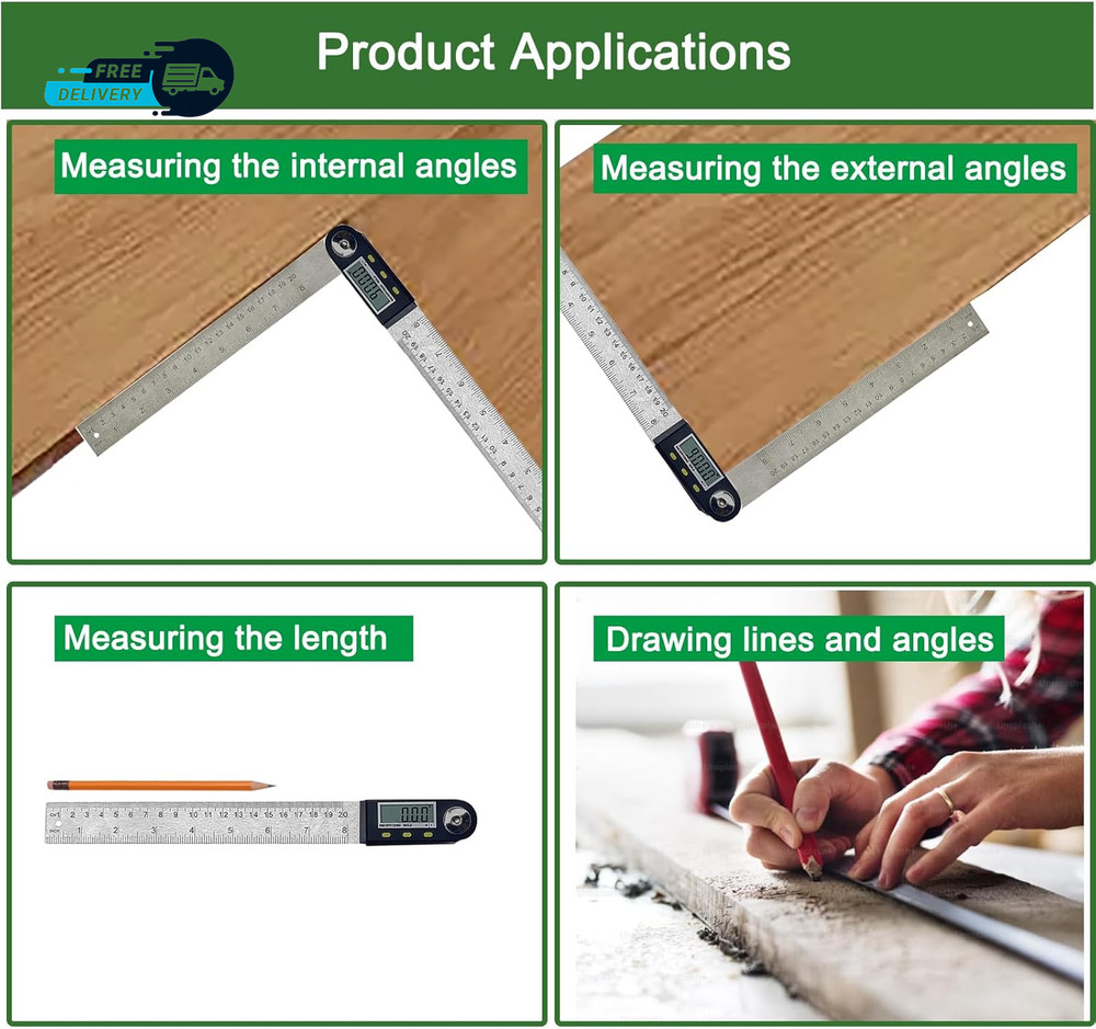 8 Inch Digital Angle Finder Stainless Steel Digital Protractor Angle Ruler