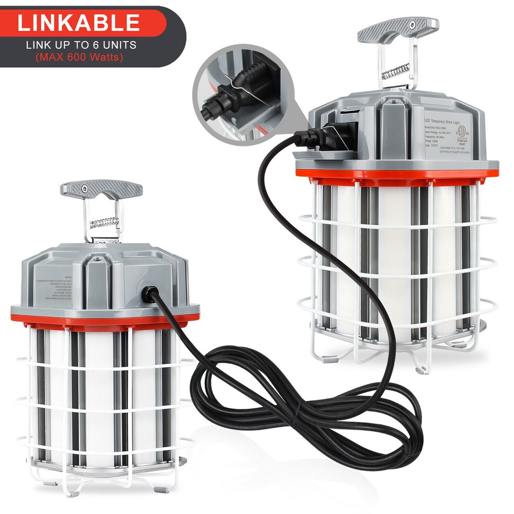 100W Linkable LED Temporary Jobsite Work Light Construction Lamp 5000K Daylight
