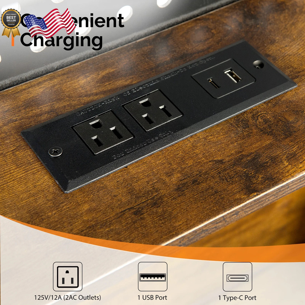 KING SIZE Floating Platform Bed Frame With Charging Station Storage Headboard