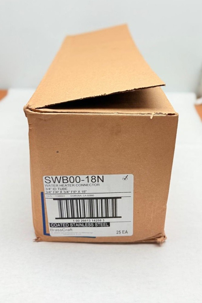 Water Heater Conector SWB00-18N, 3/4 FIP X 3/4 FIP X 18" Box Of 25 Brasscraft