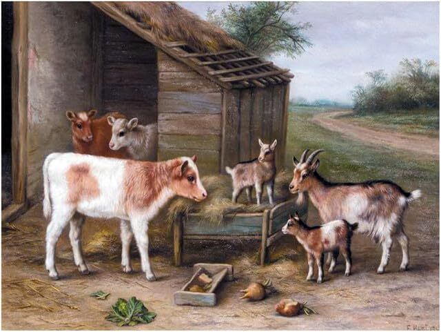 Friendly Confrontation Calf Farmyard Tile Mural Kitchen Wall Backsplash Ceramic