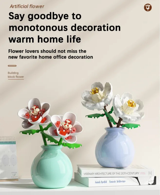 "Forever Rose Building Blocks - Romantic Anniversary Gift with Display Case