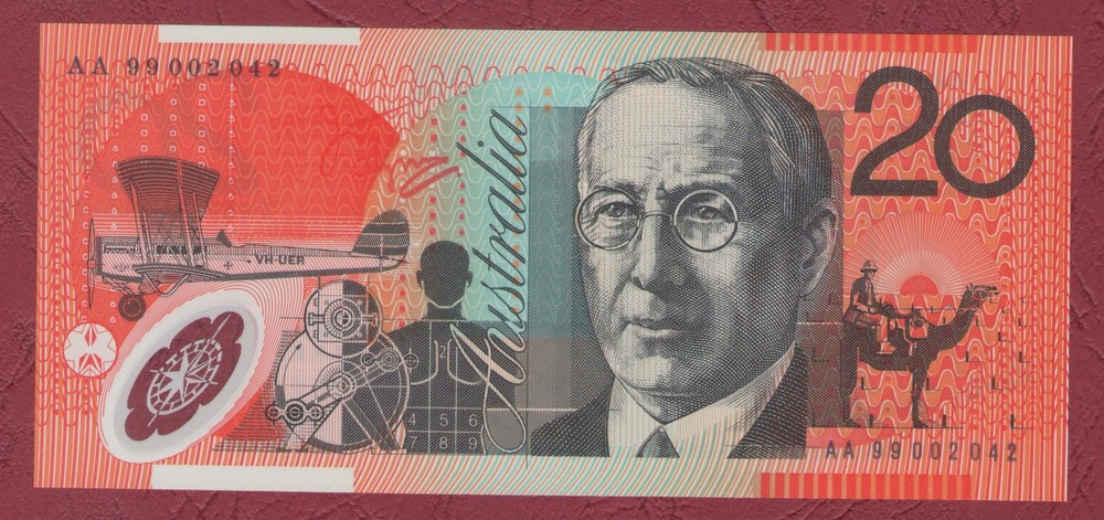 AUSTRALIAN BANKNOTE $20 TWENTY DOLLARS 1999 RARE FOLDER ISSUE AA99 UNC