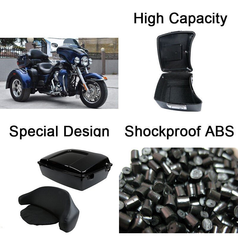 Chopped Trunk Backrest Pad Fit For Harley Road Glide 1997-2013 12