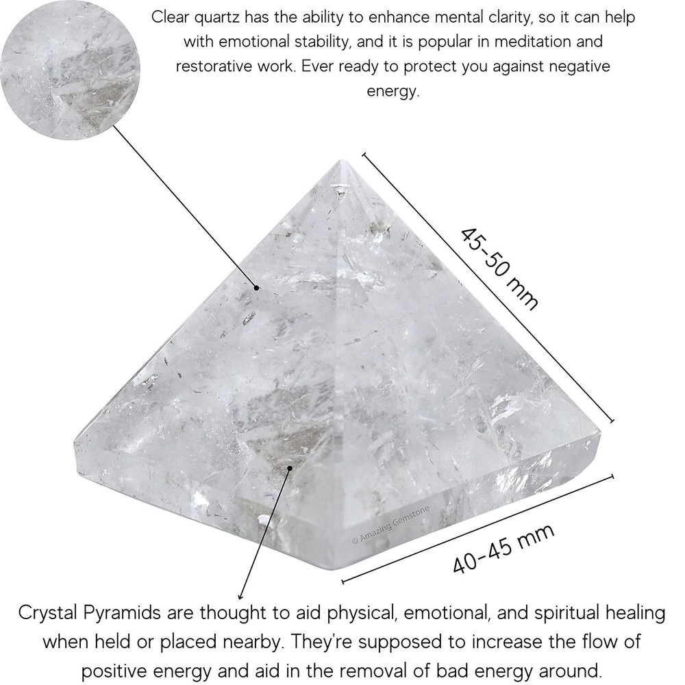 Clear Quartz Pyramid Crystal Healing Stones - 2" Great