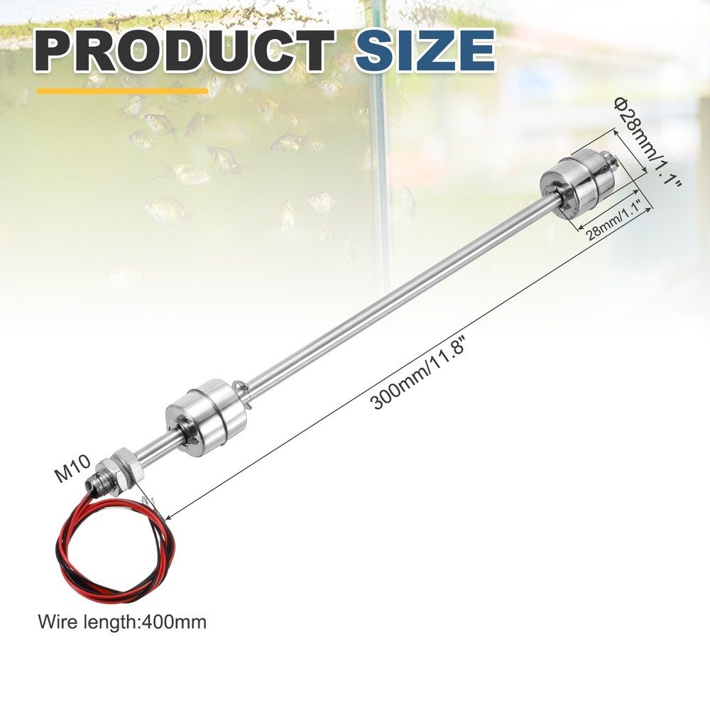 Float Switch 300mm Rod 0.5A Vertical Double Float for Pump/Alarm 1 Pcs