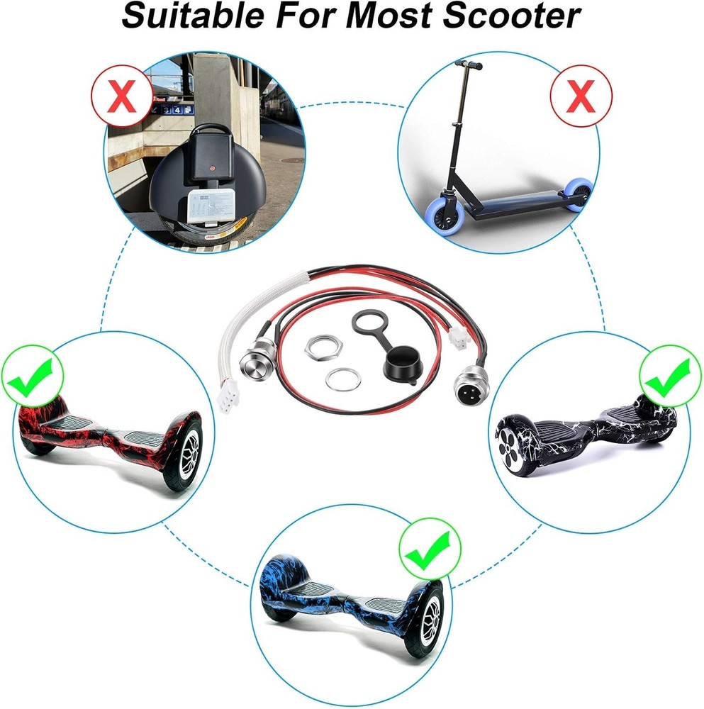 2-Pack 3-Prong Charging Port Replacement for Hoverboard & Smart Scooter