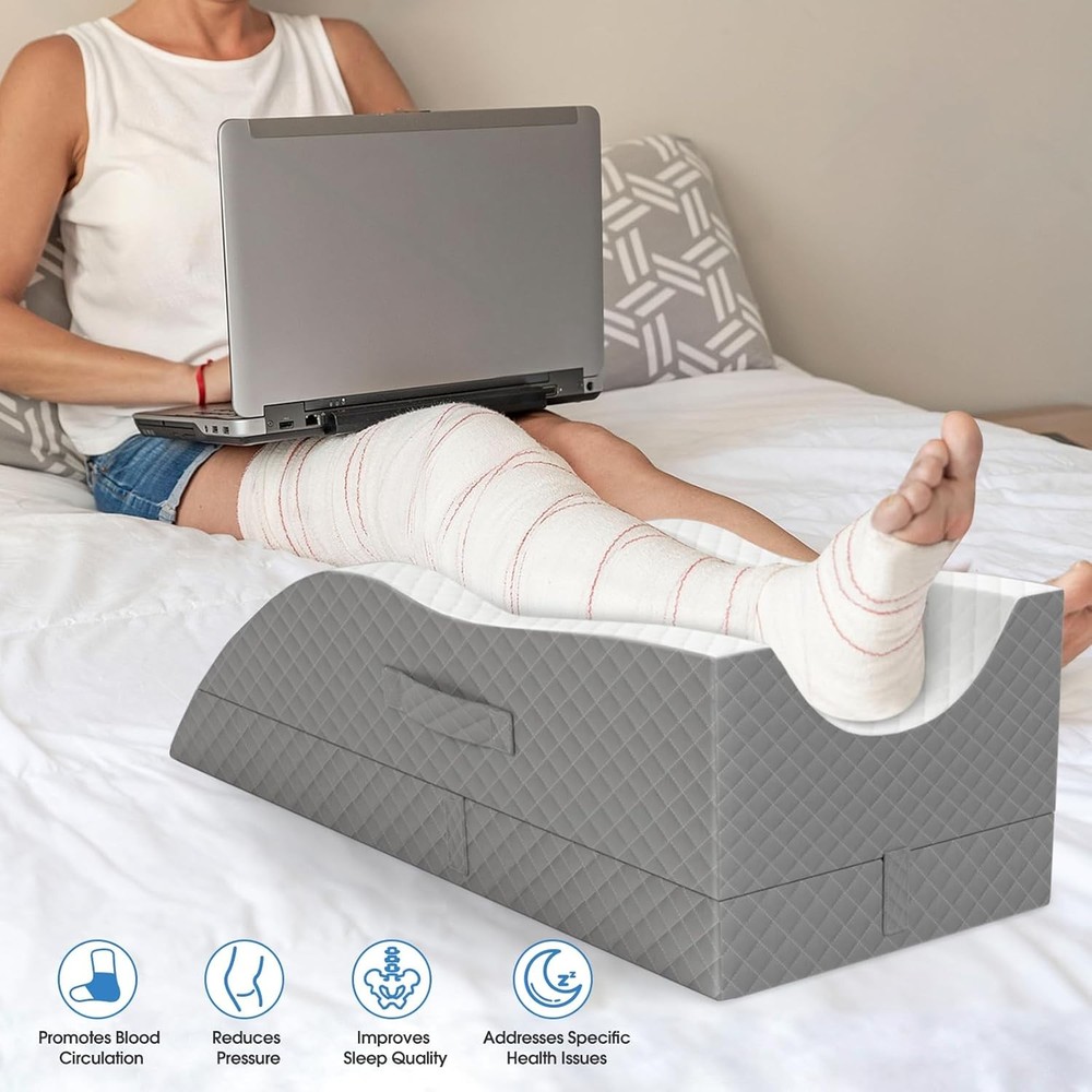 Post-surgery leg elevation pillow, memory foam adjustable leg wedge pillow,