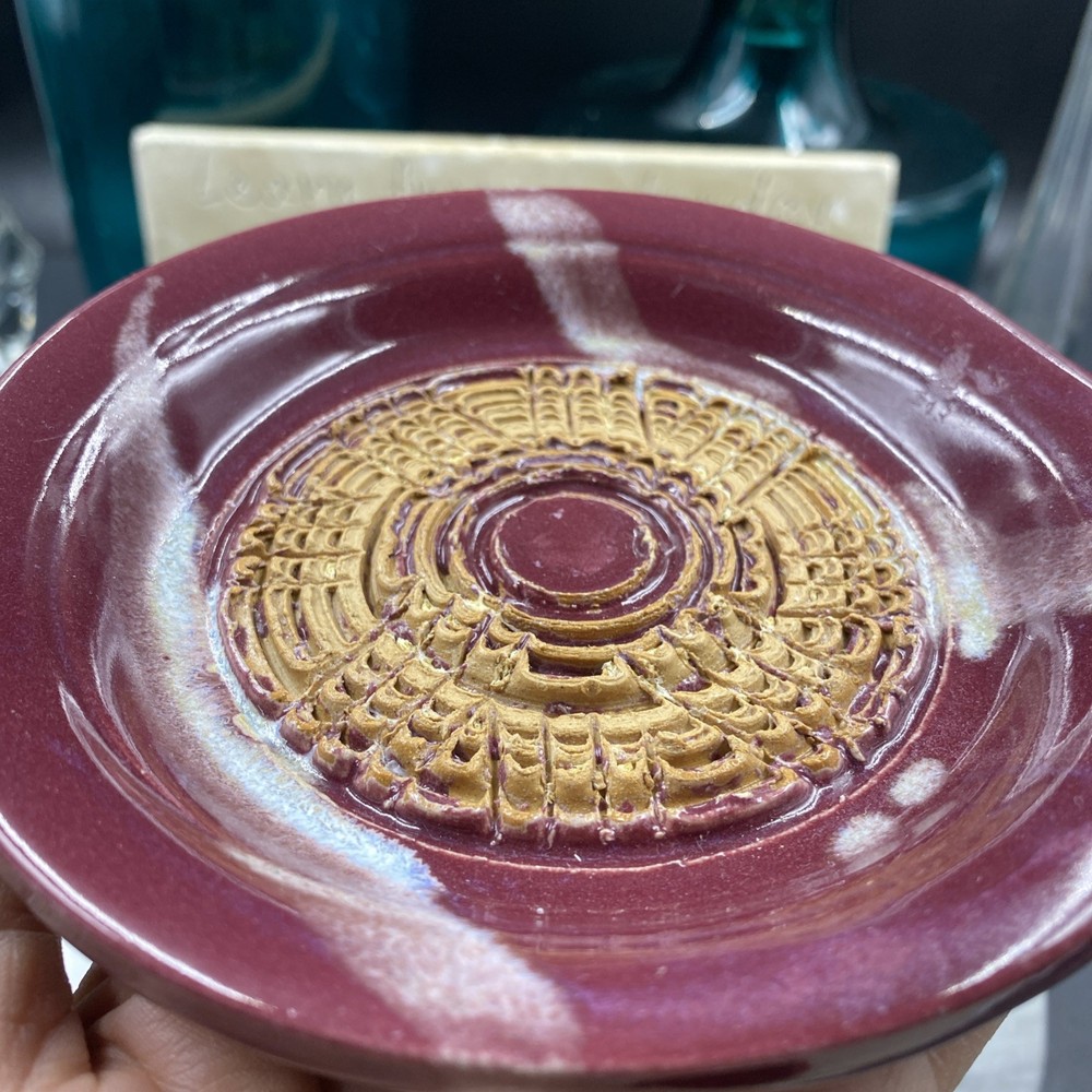 Ceramic Garlic Grater Zester Plate Signed