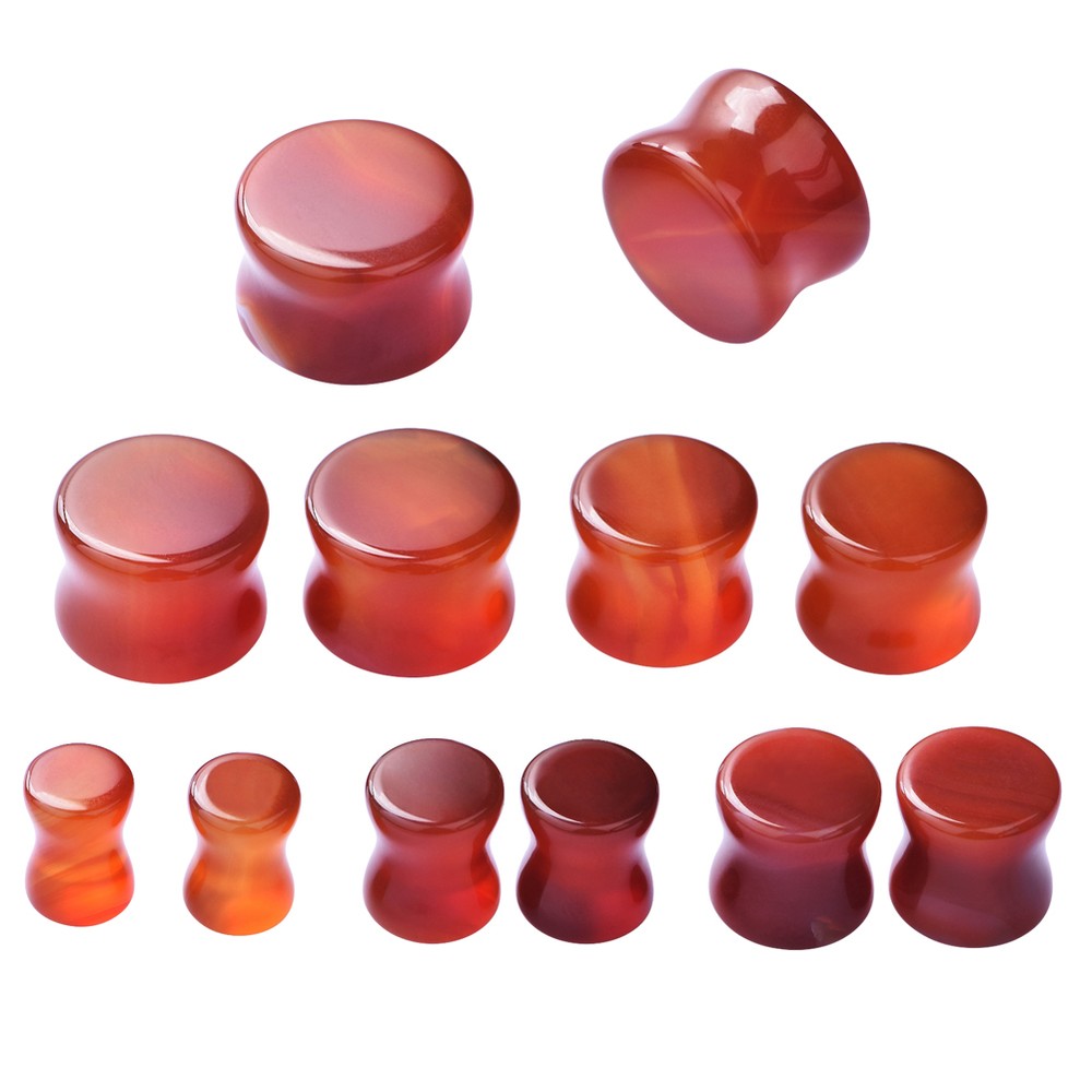 Pair Saddle Stone Ear Plug Gauges Double Flared Tunnels Expander Earrings 6-16mm