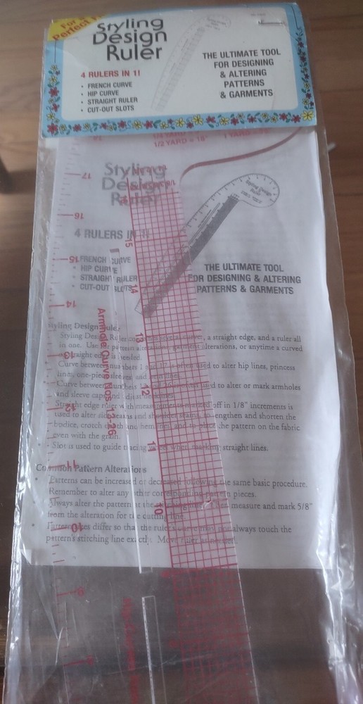 COLLINS #C832 STYLING DESIGN RULER - 4 RULERS IN 1