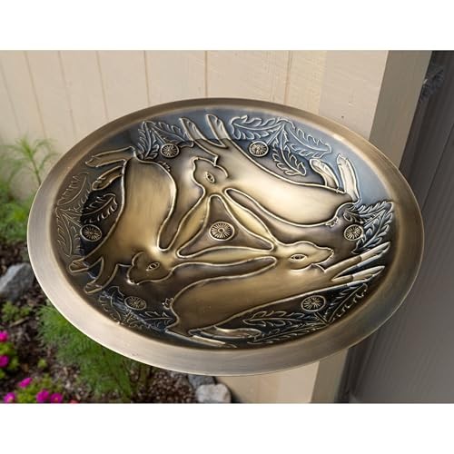 Three Hares Birdbath- Over Rail Bracket