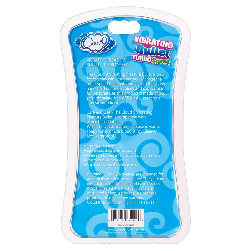 The Cloud 9 20 Speed Bullet Blue with Remote Control Vibrator, New