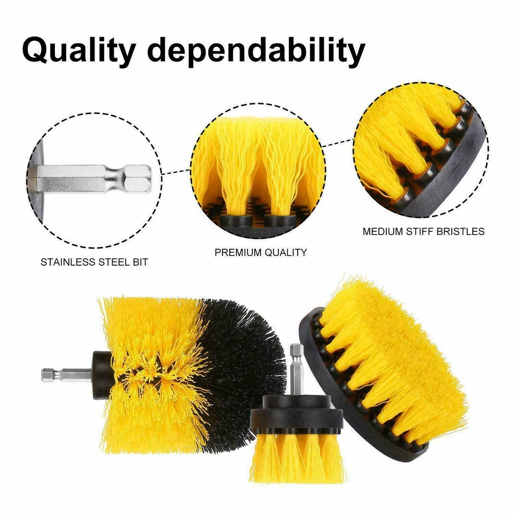 Drill Scrub Brushe Cleaning Attachment Set 3 Pack Power Scrubber