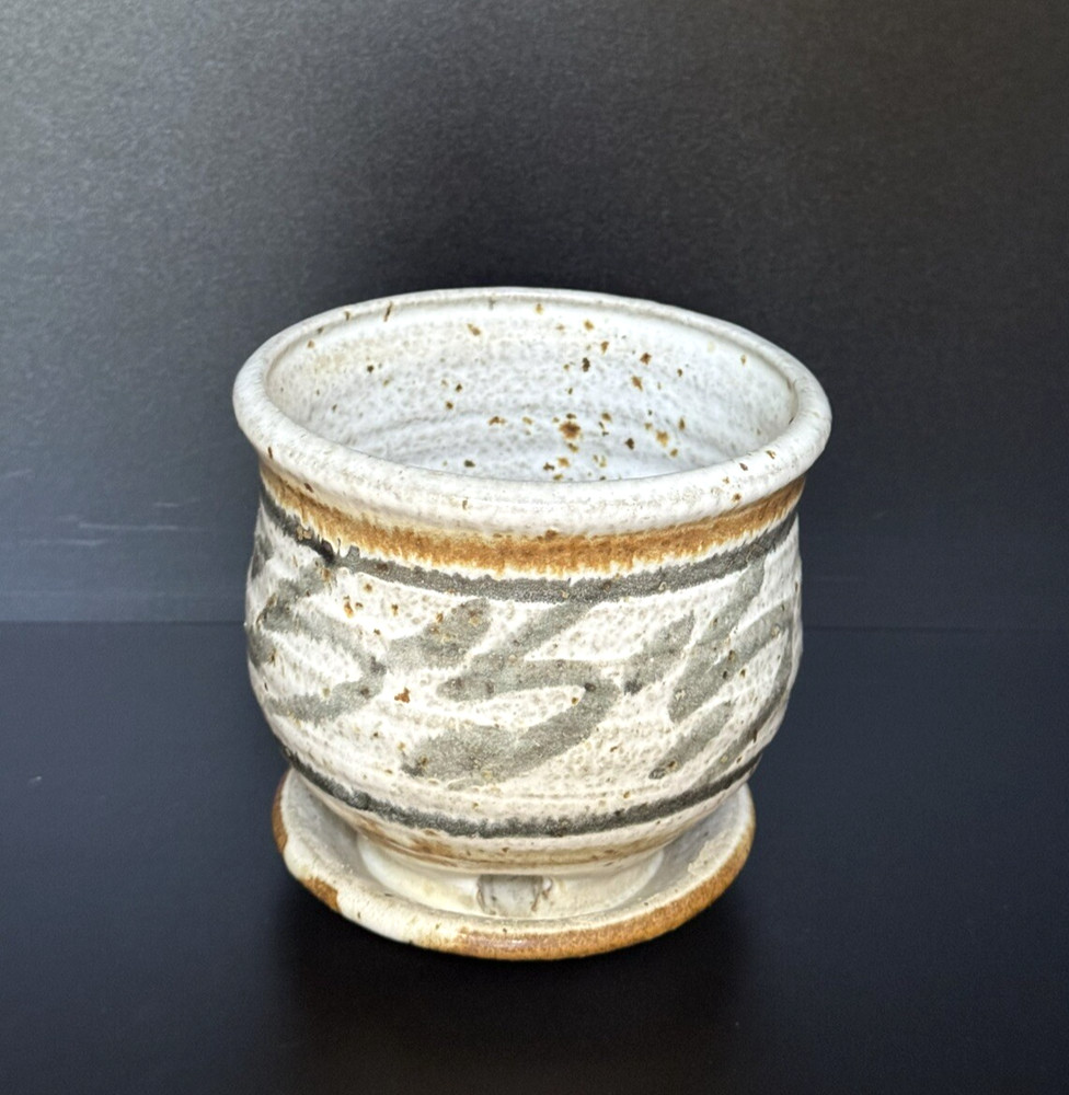 Hand Painted Studio Art Ceramic Pottery Planter with Drain Hole 5” H