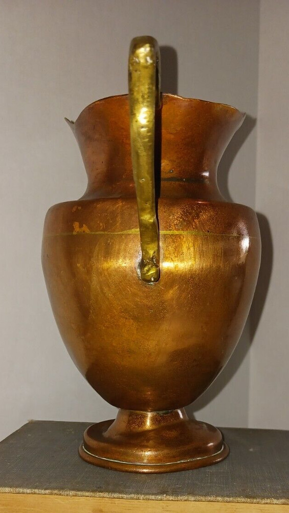 Vintage 7" Copper Pitcher w/Brass Handle