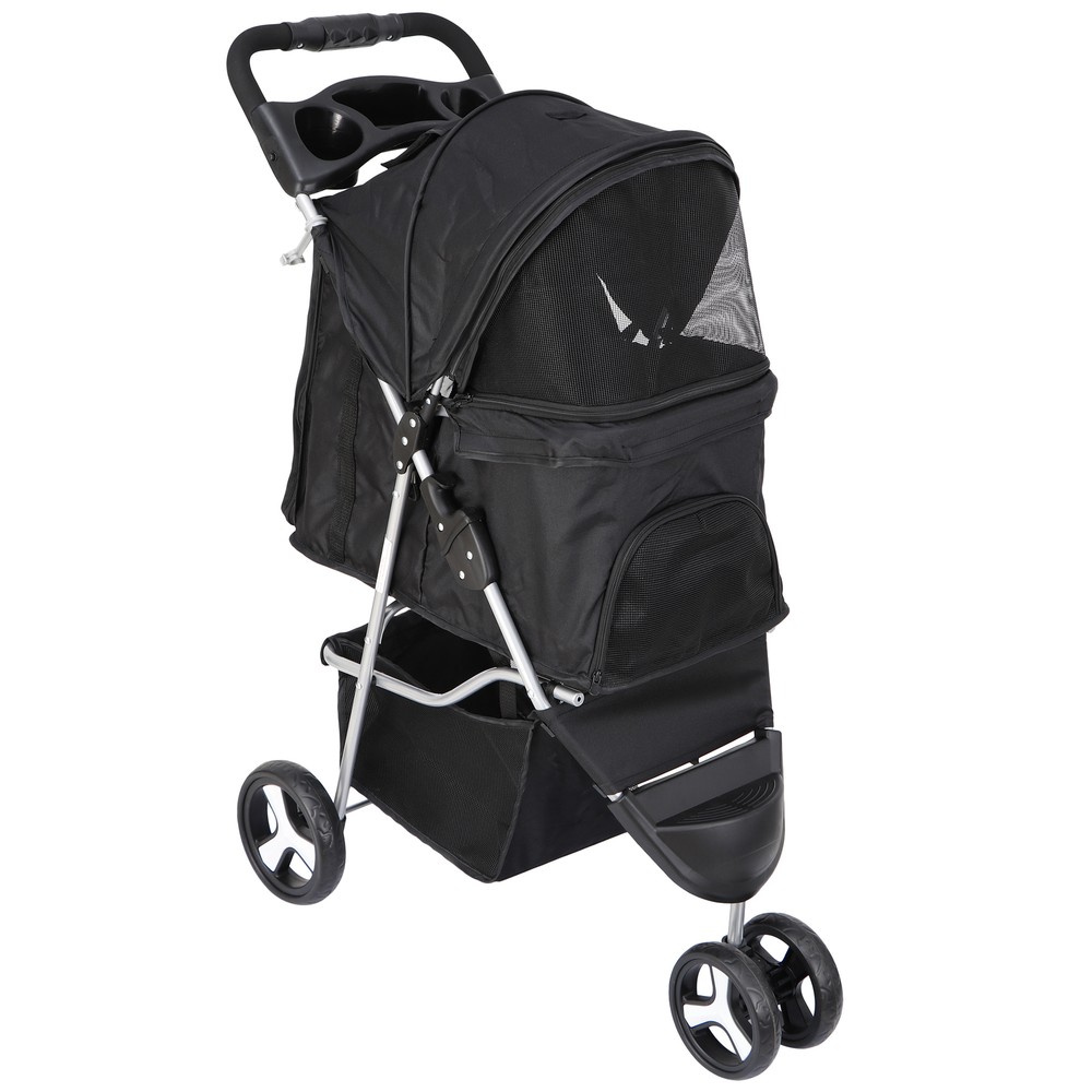 Foldable 3-Wheel Dog Stroller Pet Stroller Cart Jogging Stroller Easy Moving