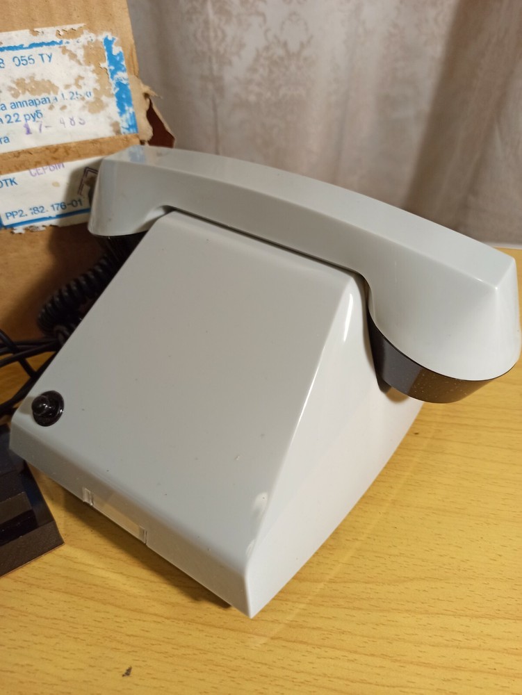 Vintage Soviet phone in authentic packaging TA 68 CB. gray. USSR