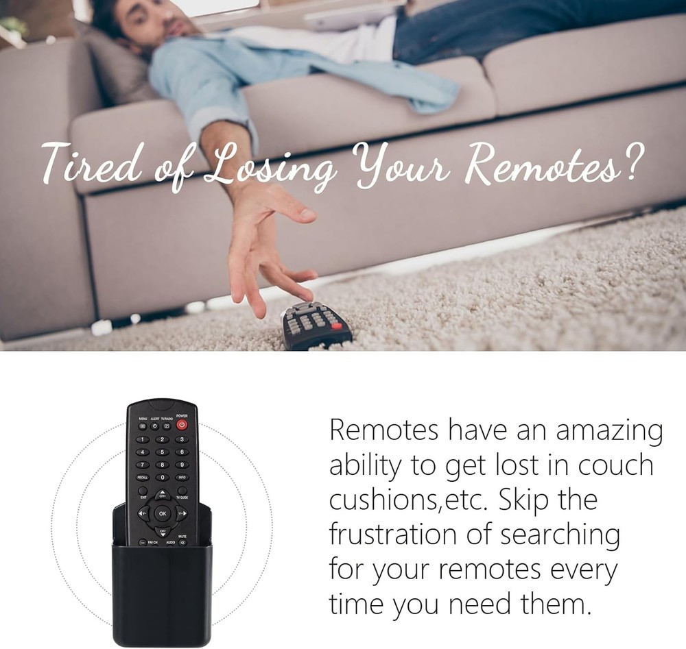 2 Pcs Remote Control Holder Wall Mount TV Controller Holder Self Adhesive Black