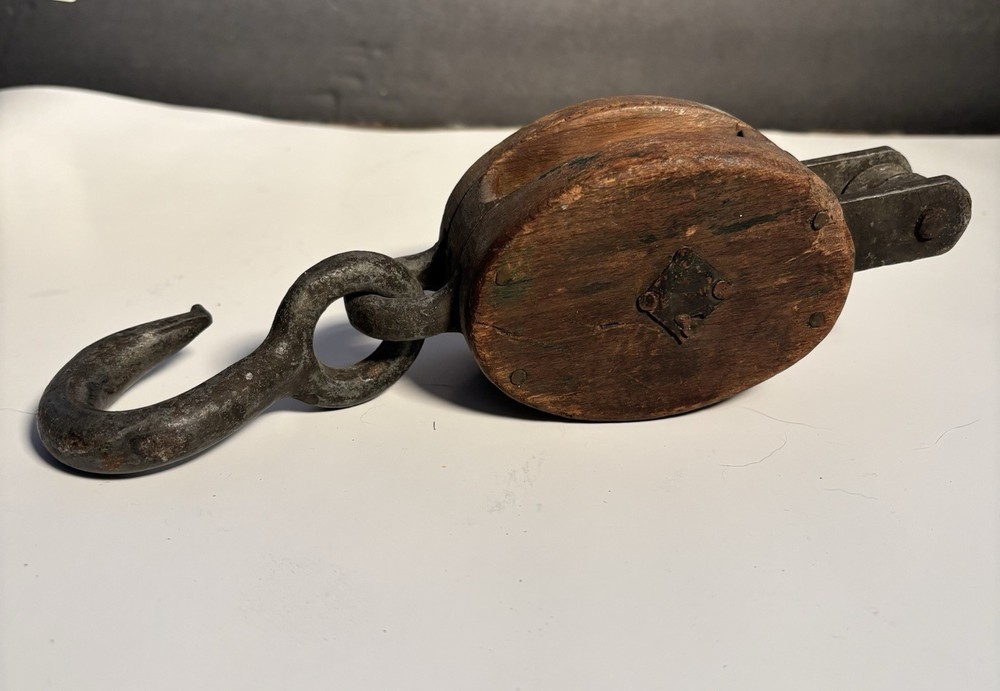 Antique 10” Block and Tackle Pulley