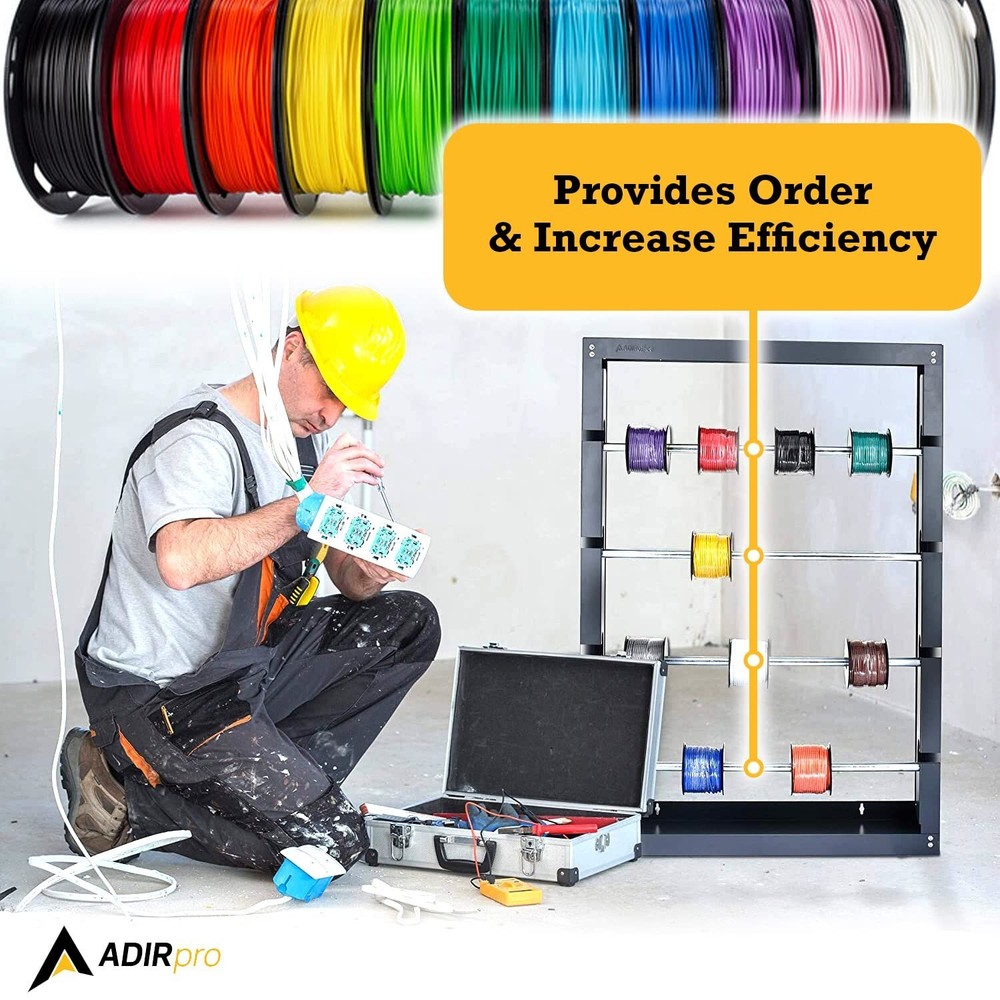 Versatile Wire Spool Dispenser Rack - Organize & Display for Industrial Use