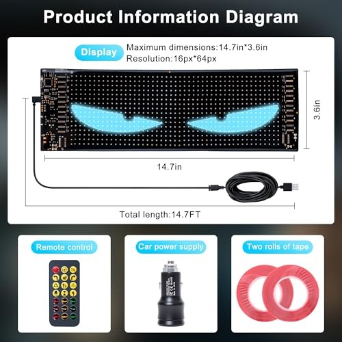 led Lights for car - Custom led Sign，Devil Eyes Light Strips 14.7"x3.6"-2PCS