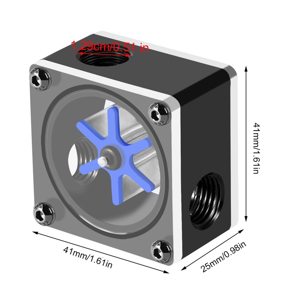 Flow Meter Indicator for PC Water Cooling System, G1/4 Threaded 6 Impeller 3 ...