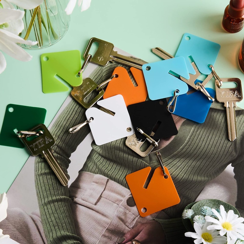 70 Sets Key Tags Blank Slotted Plastic White Ring Numbered Key Identify Tags ...