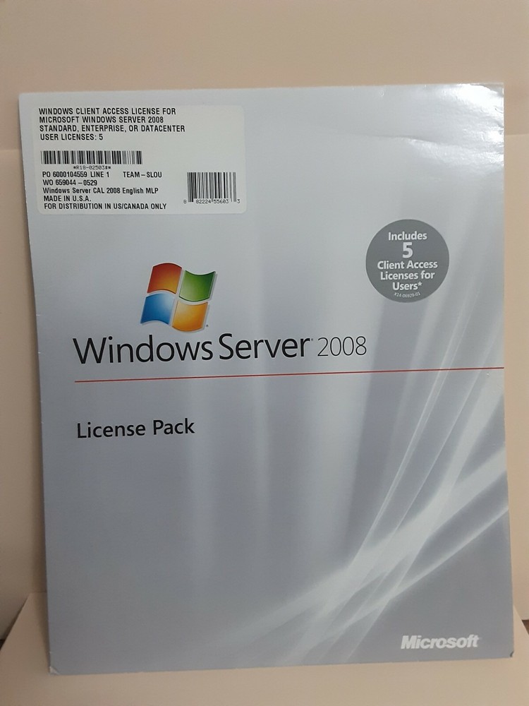 Windows Server 2008 License Pack_5 CAL_SKU: R18-02503