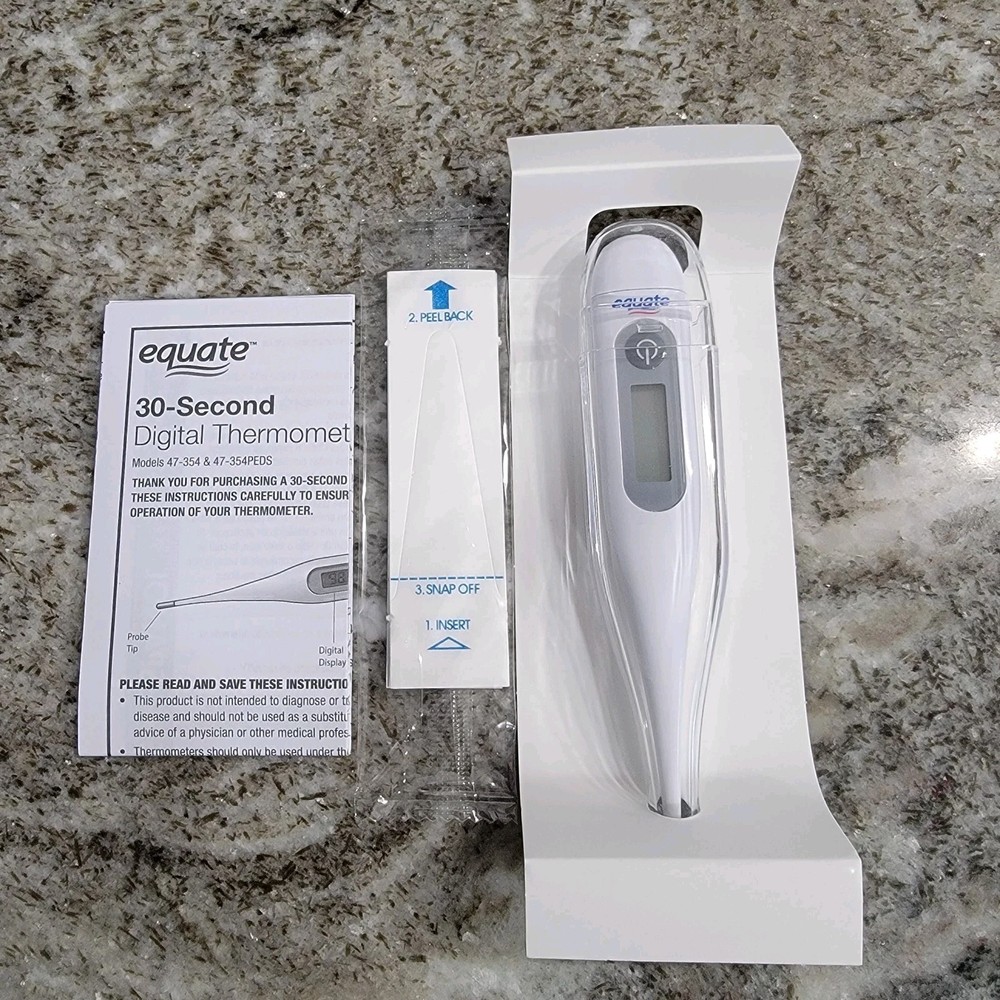 Equate 30 Second Digital Thermometer Oral Rectal Underarm Open Box Tested
