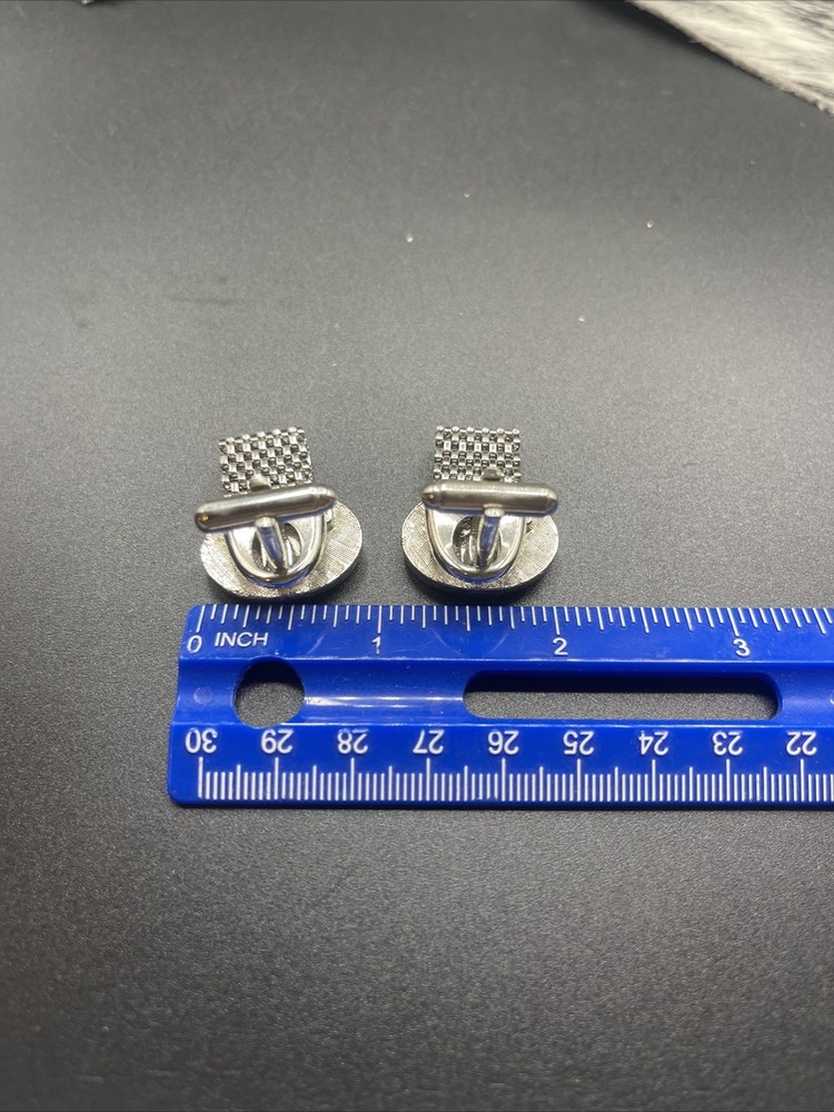 Vintage Cufflinks Wrap Around Silvertone #Q52