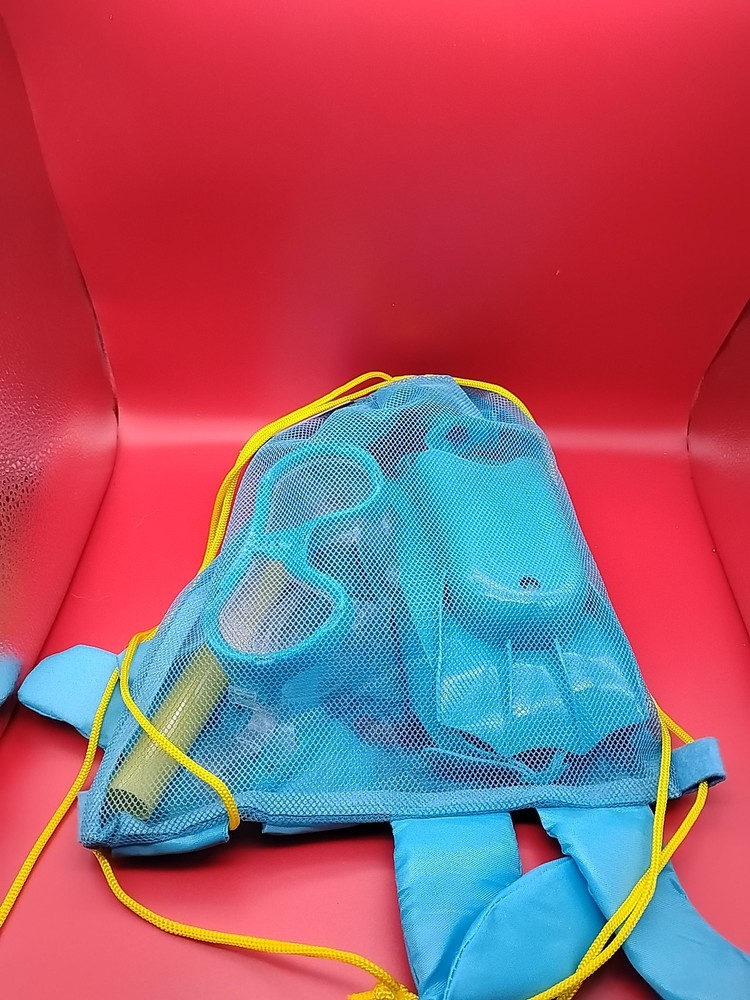 Dolfino Childs Snorkel Set Blue Octopus With Drawstring Back Pack New!