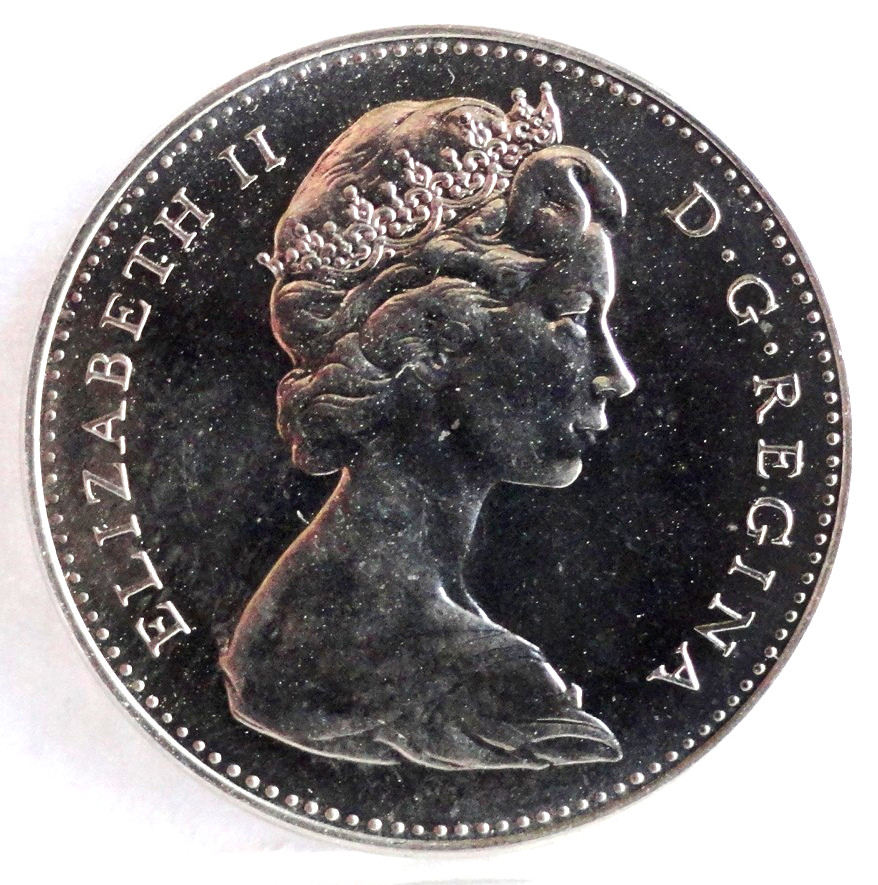 1965 CANADA 5 CENTS, SMALL BEADS