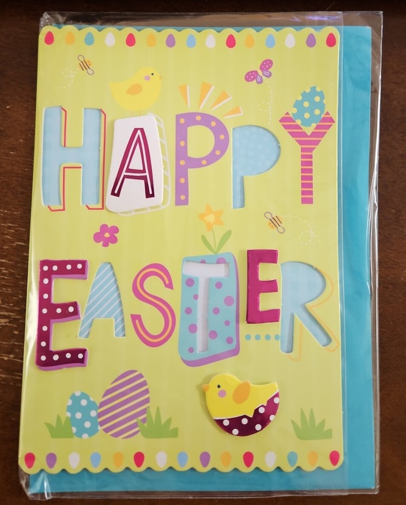 Viola Easter greeting card, dimensional, NIP