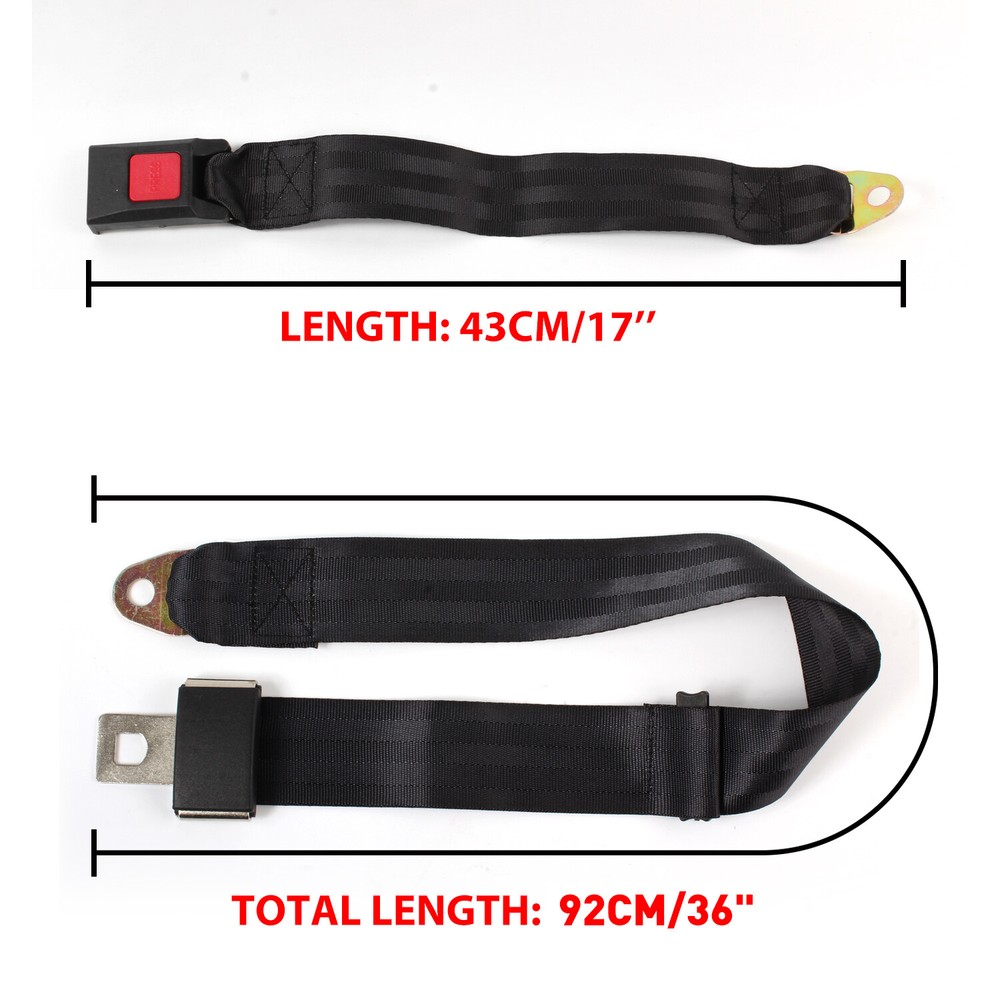 2 Pack Black Universal 2 Point Retractable Adjustable Car Seat Belt