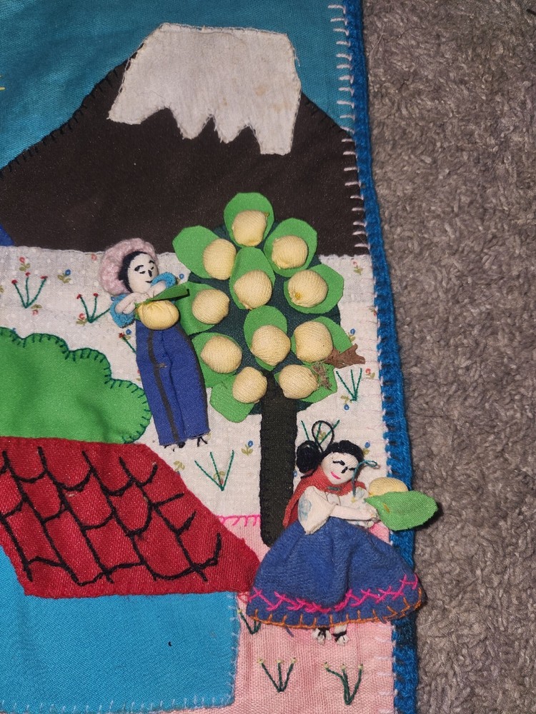 Arpilleras/3D Patchwork Little Doll Peruvian Folk Art Textiles Wall Art
