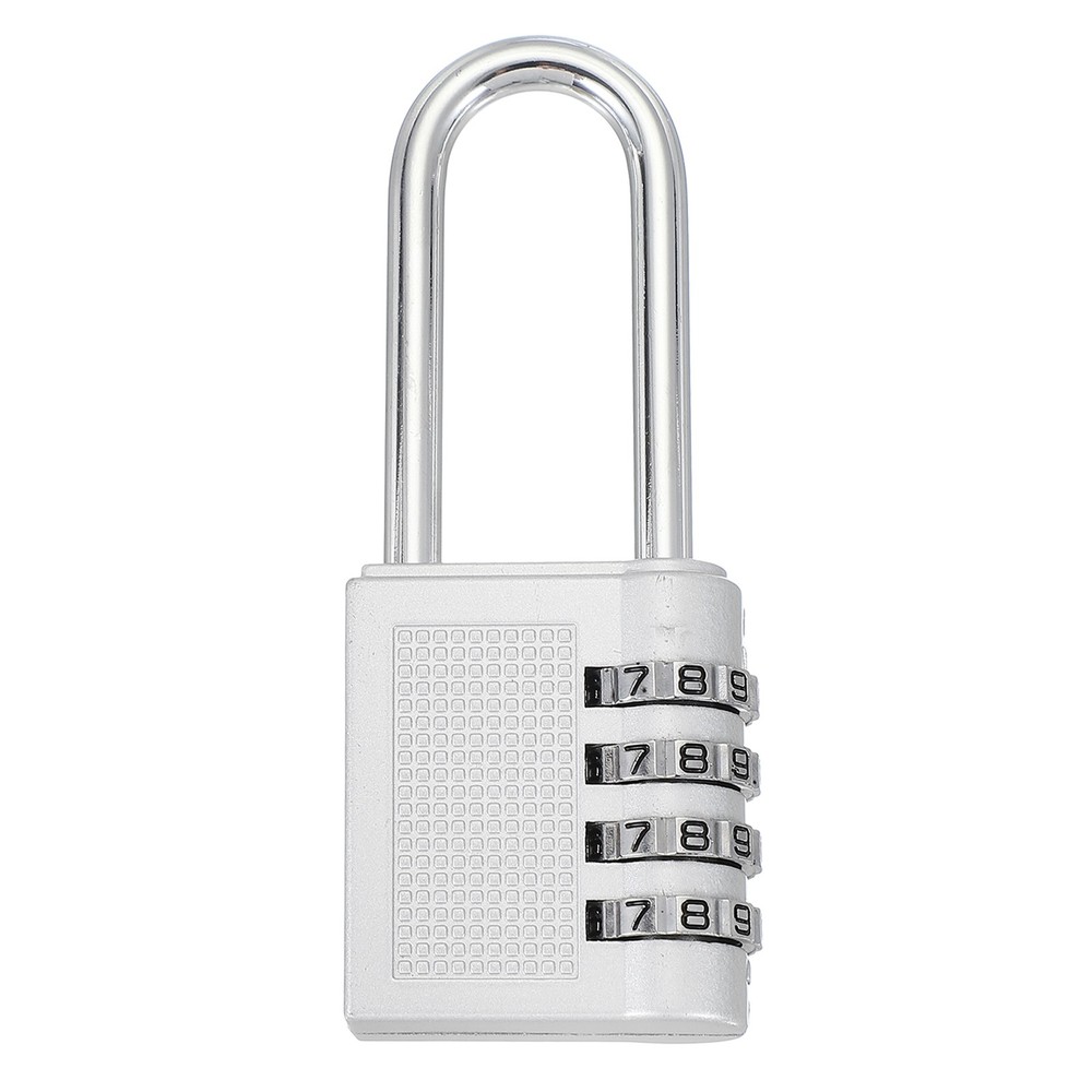 1 Pack Combination Locks Long Shackle 4 Digit Combination Padlock Silver