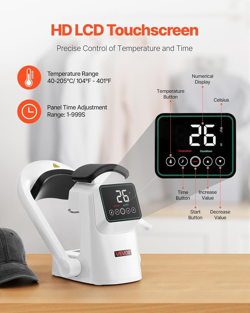 VEVOR Auto Hat Heat Press Machine, with 2pcs Interchangeable Platens, Automatic